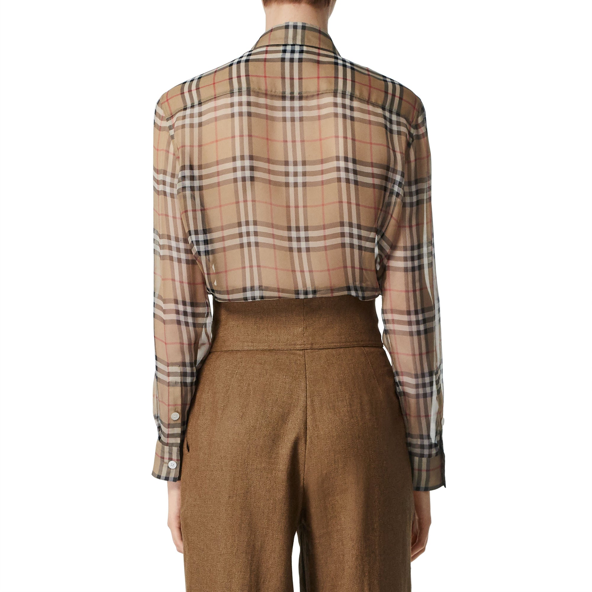 Chemise à col lavallière en soie Vintage Check - Archive Beige Check