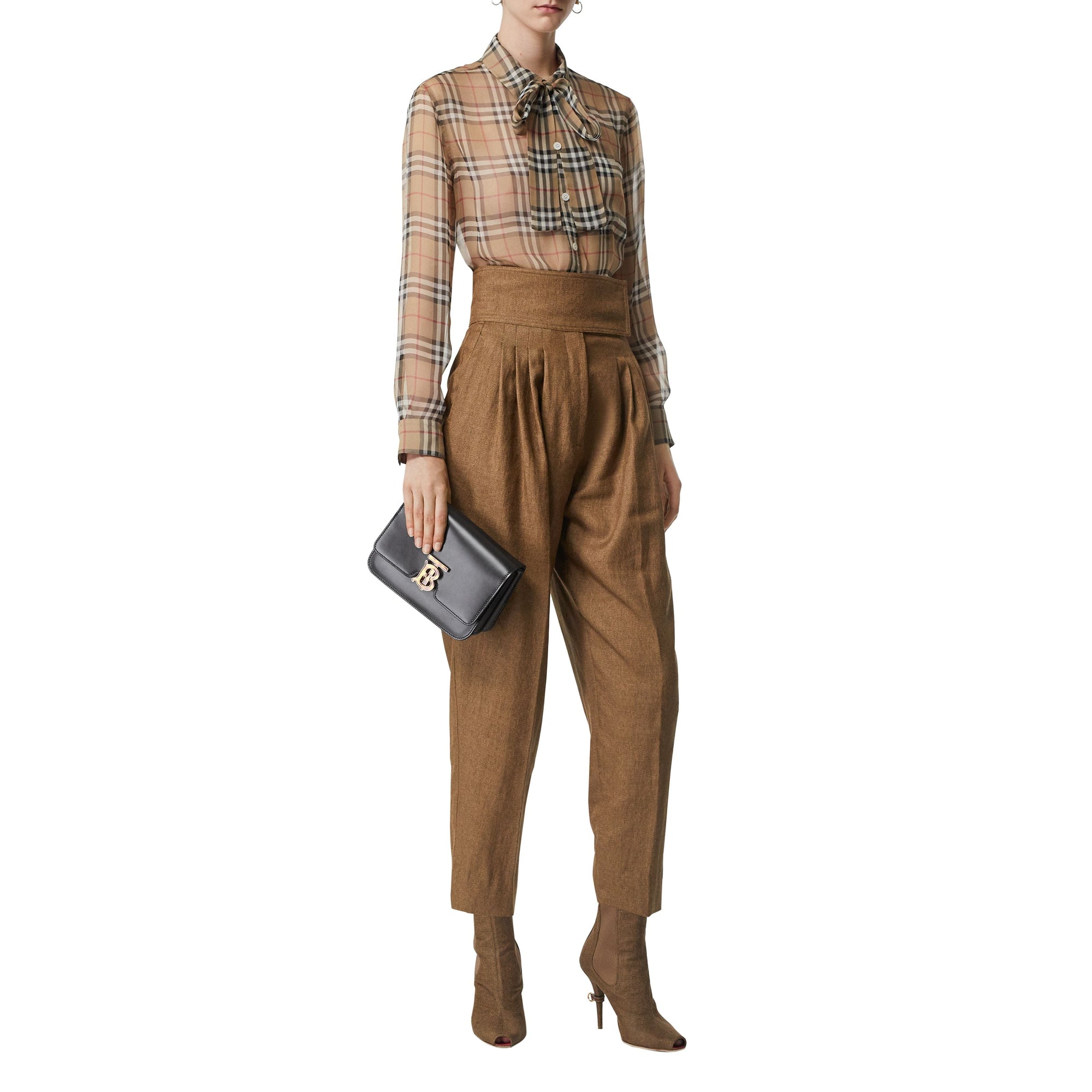 Chemise à col lavallière en soie Vintage Check - Archive Beige Check