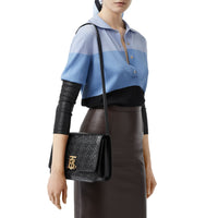 Sac TB moyen en cuir Monogram - Black