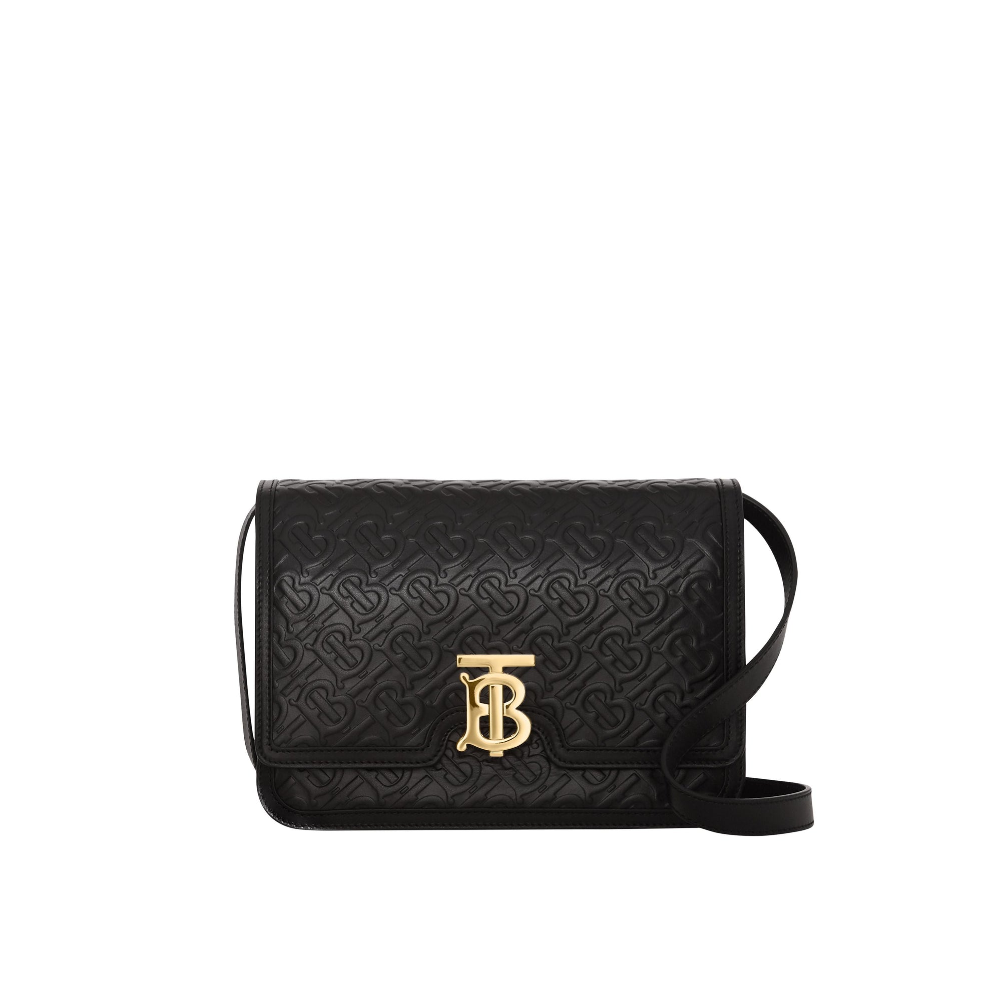 Sac TB moyen en cuir Monogram - Black