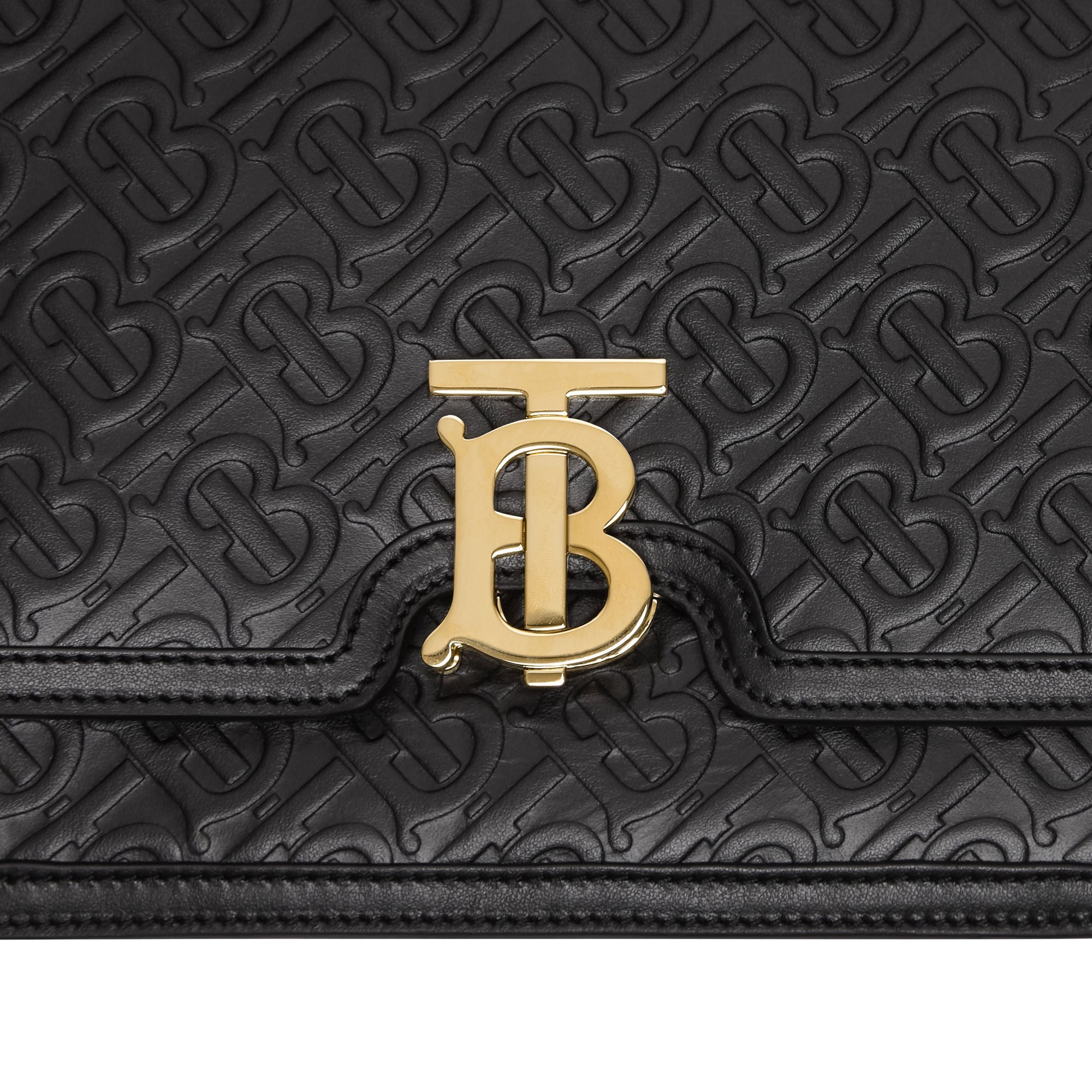 Sac TB moyen en cuir Monogram - Black