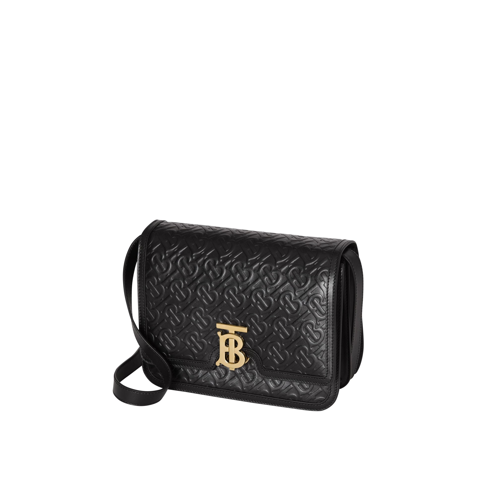 Sac TB moyen en cuir Monogram - Black