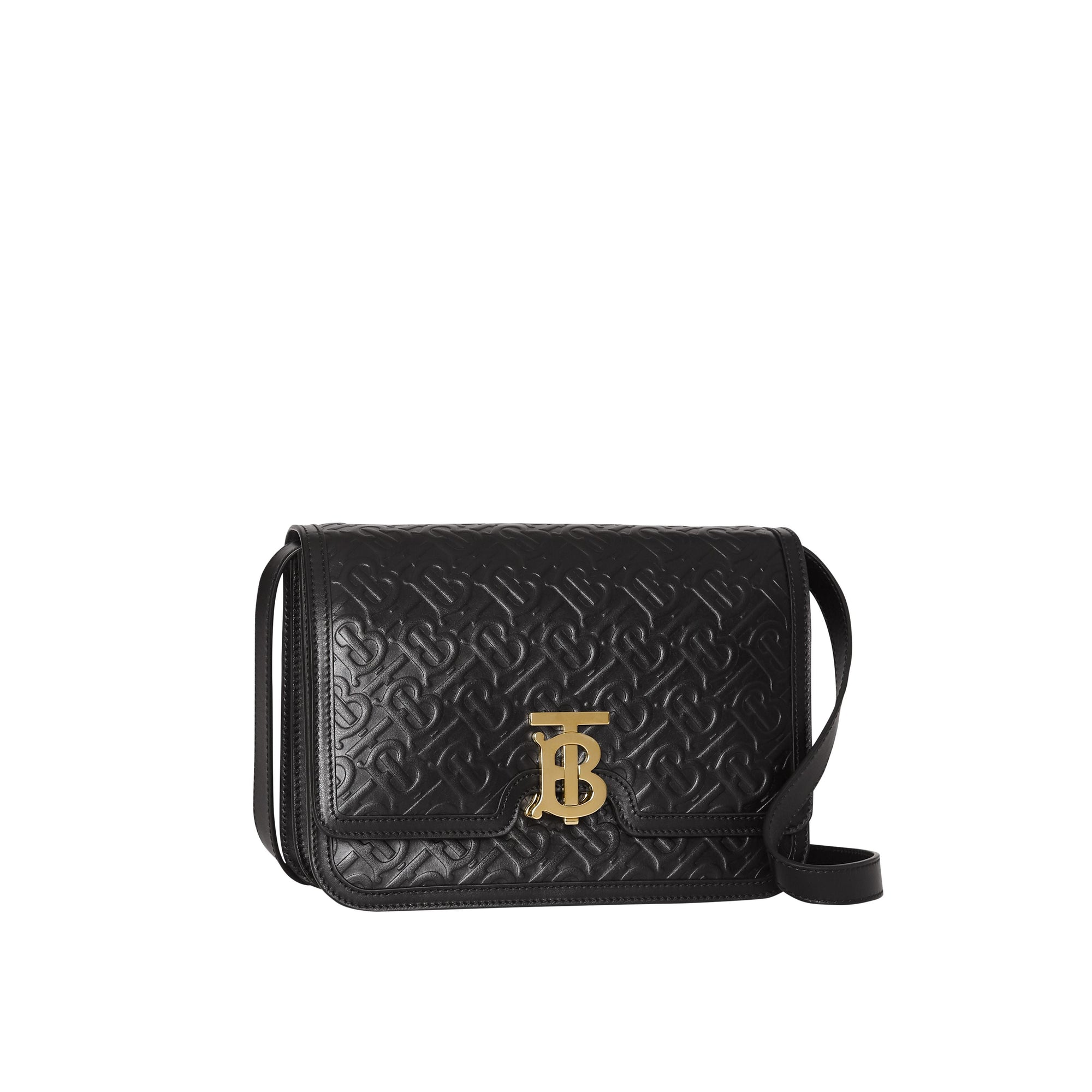 Sac TB moyen en cuir Monogram - Black