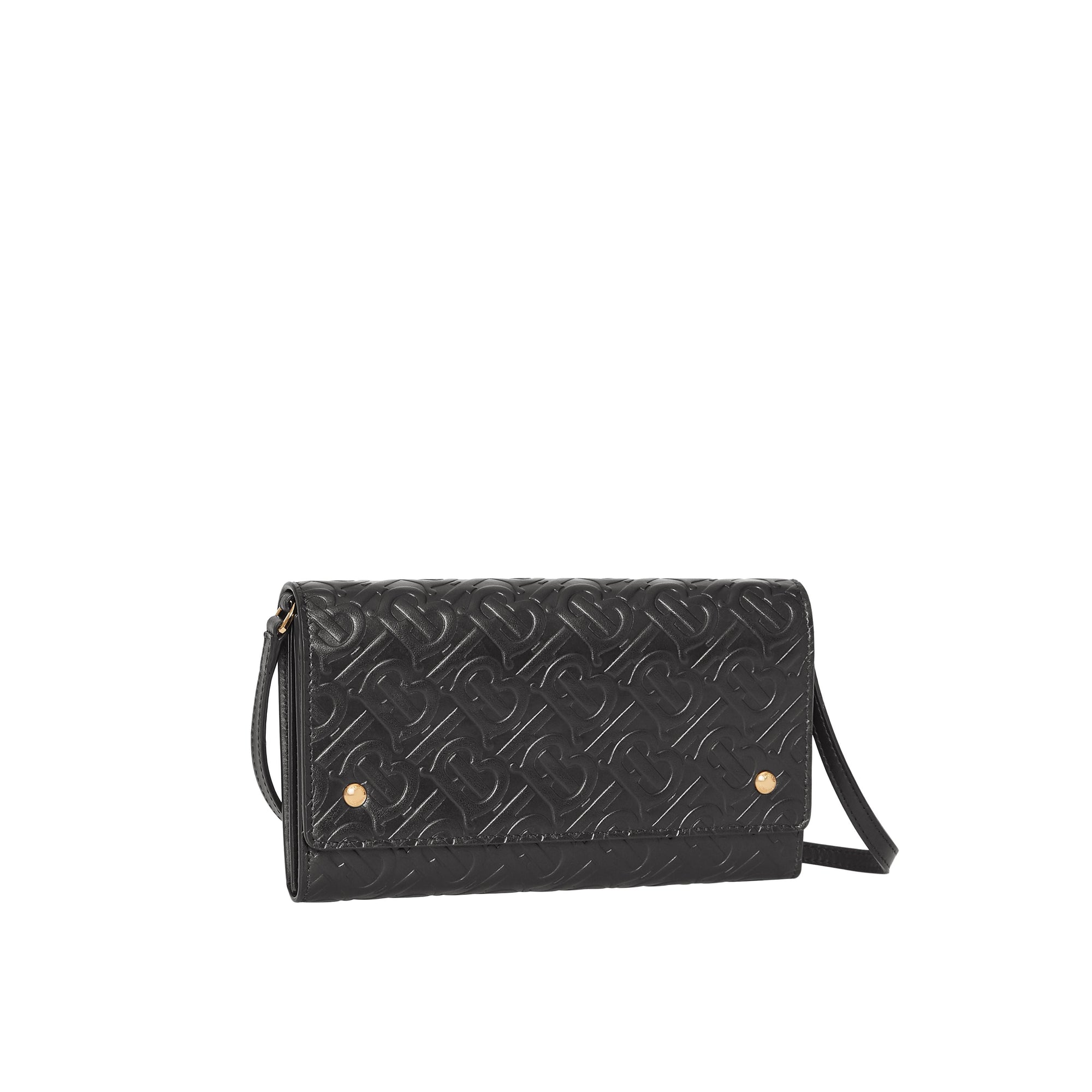 Portefeuille en cuir Monogram et sangle amovible - Black