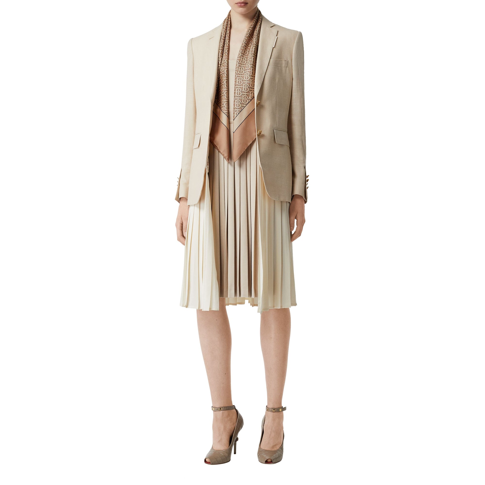 Carré de soie à imprimé Monogram - Pale Camel