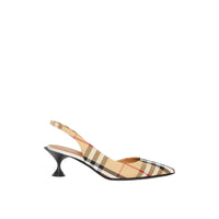 Escarpins à talon ouvert à motif Vintage check - Archive Beige