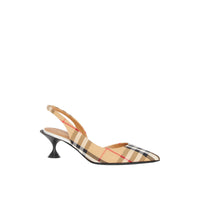 Escarpins à talon ouvert à motif Vintage check - Archive Beige