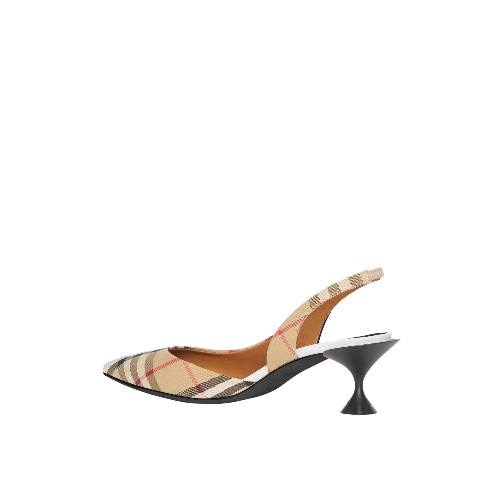 Escarpins à talon ouvert à motif Vintage check - Archive Beige
