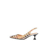 Escarpins à talon ouvert à motif Vintage check - Archive Beige