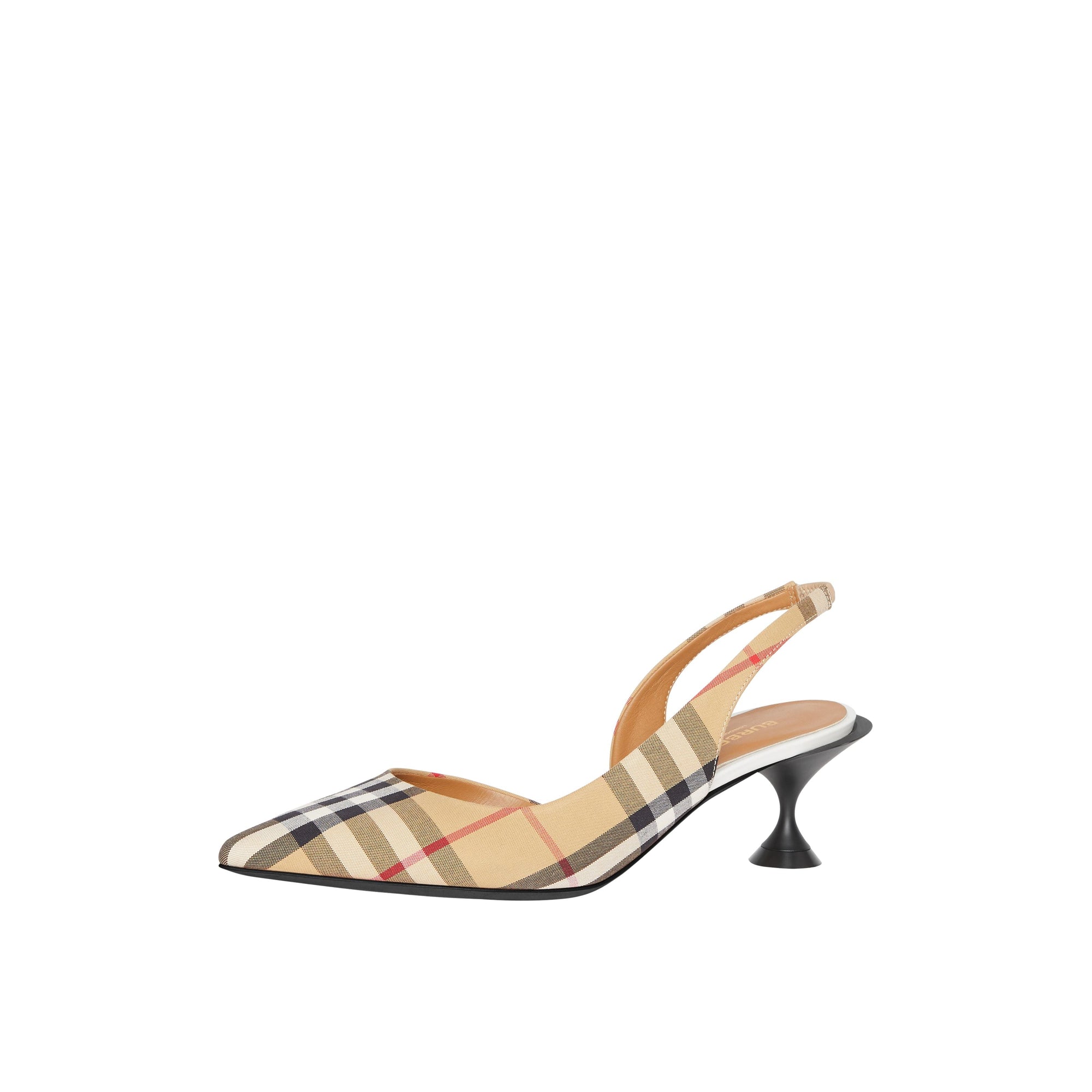 Escarpins à talon ouvert à motif Vintage check - Archive Beige