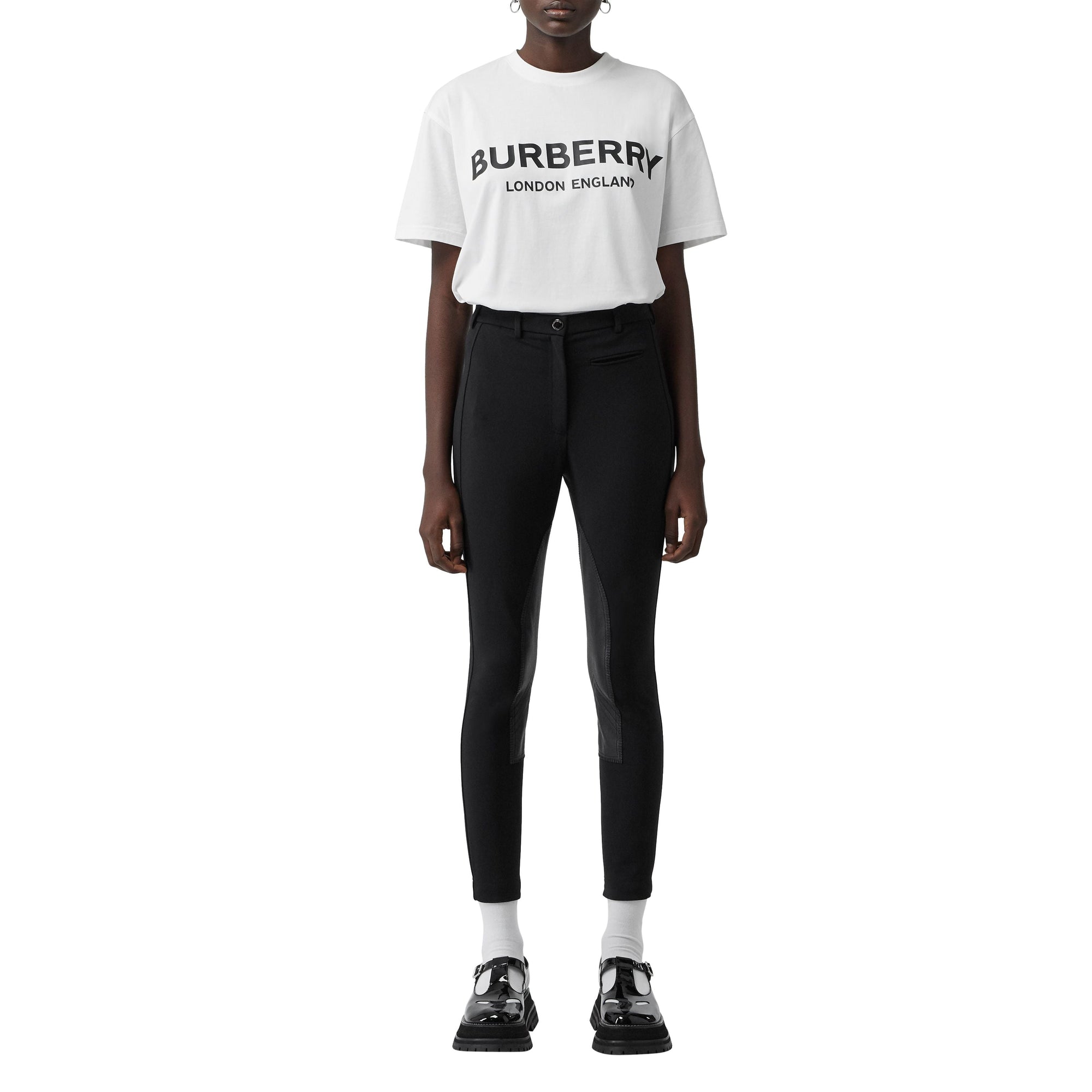Pantalon de crêpe stretch en cuir d'agneau - Black