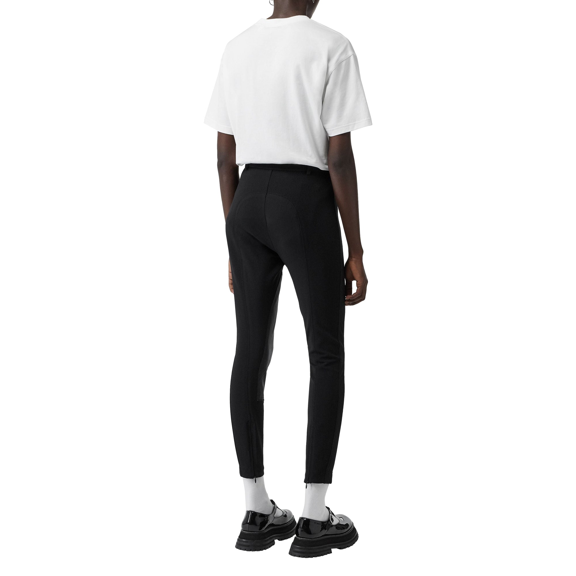 Pantalon de crêpe stretch en cuir d'agneau - Black