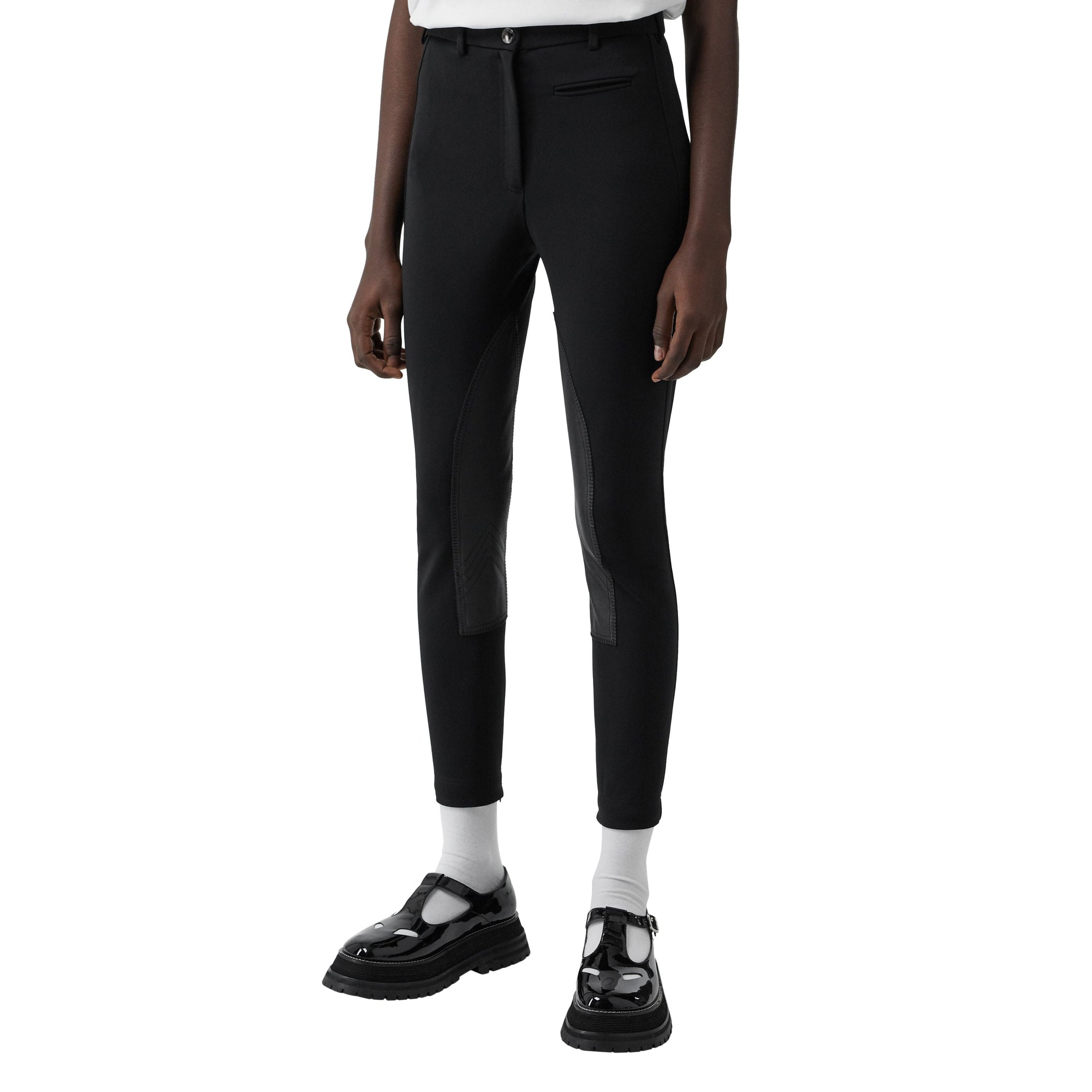 Pantalon de crêpe stretch en cuir d'agneau - Black