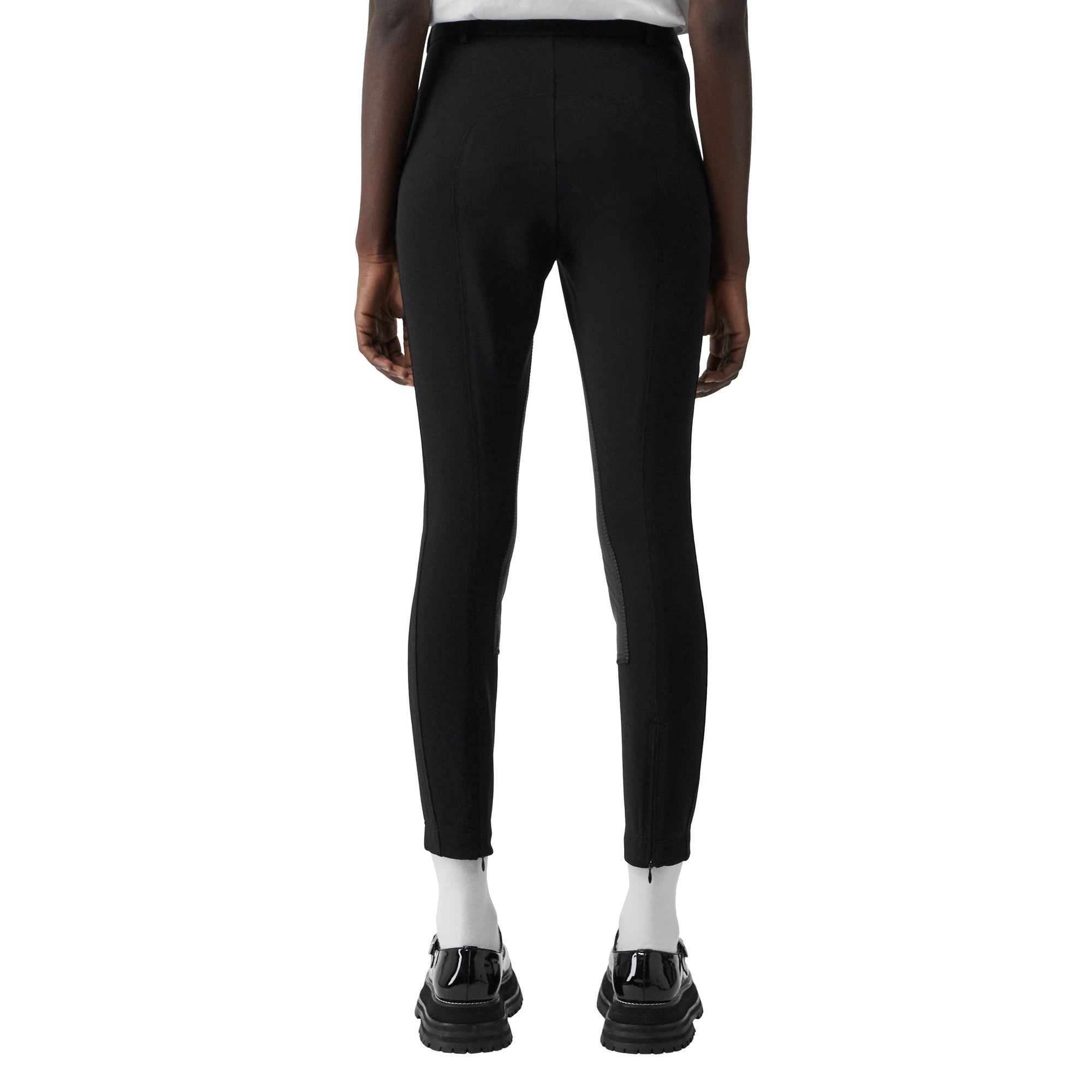 Pantalon de crêpe stretch en cuir d'agneau - Black