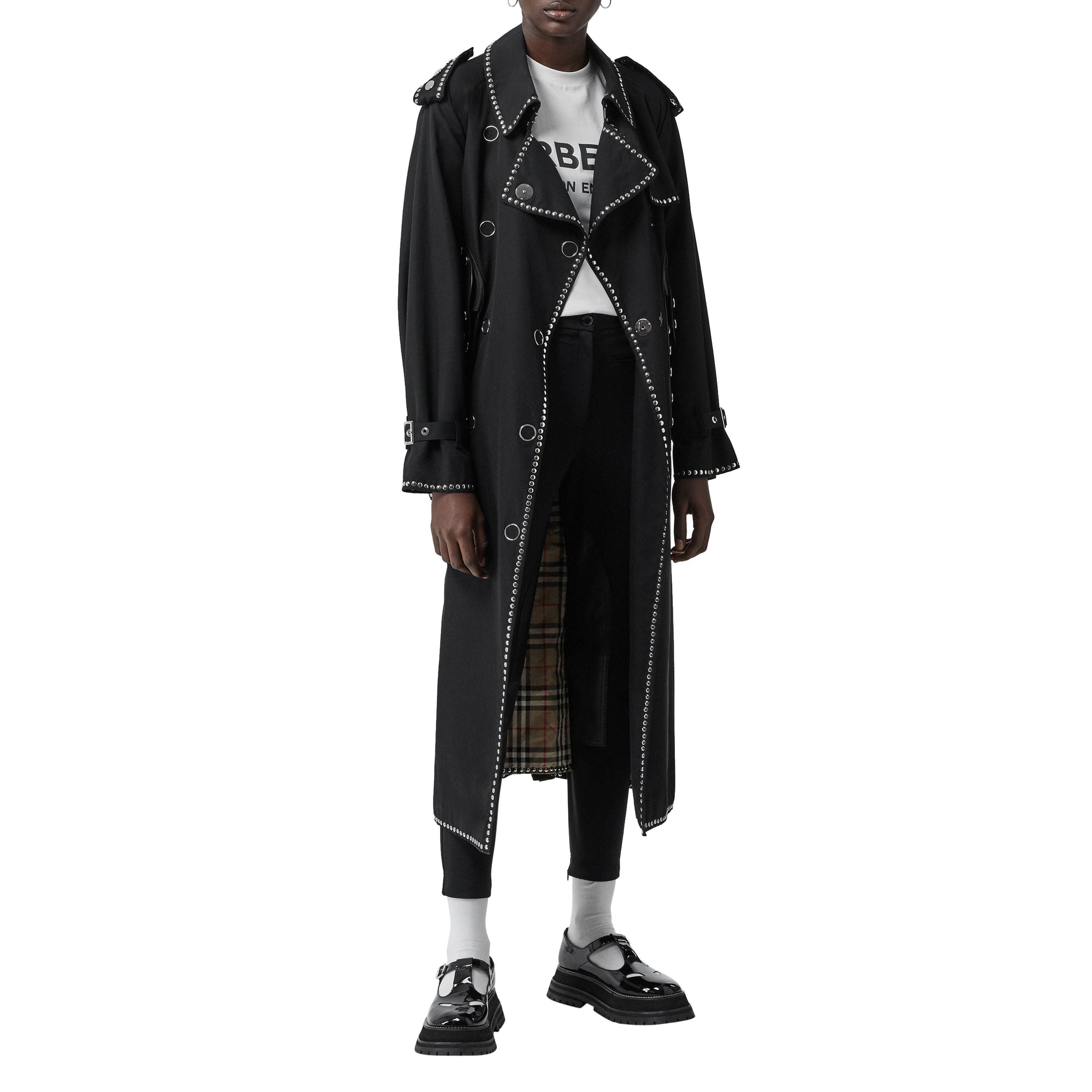 Pantalon de crêpe stretch en cuir d'agneau - Black