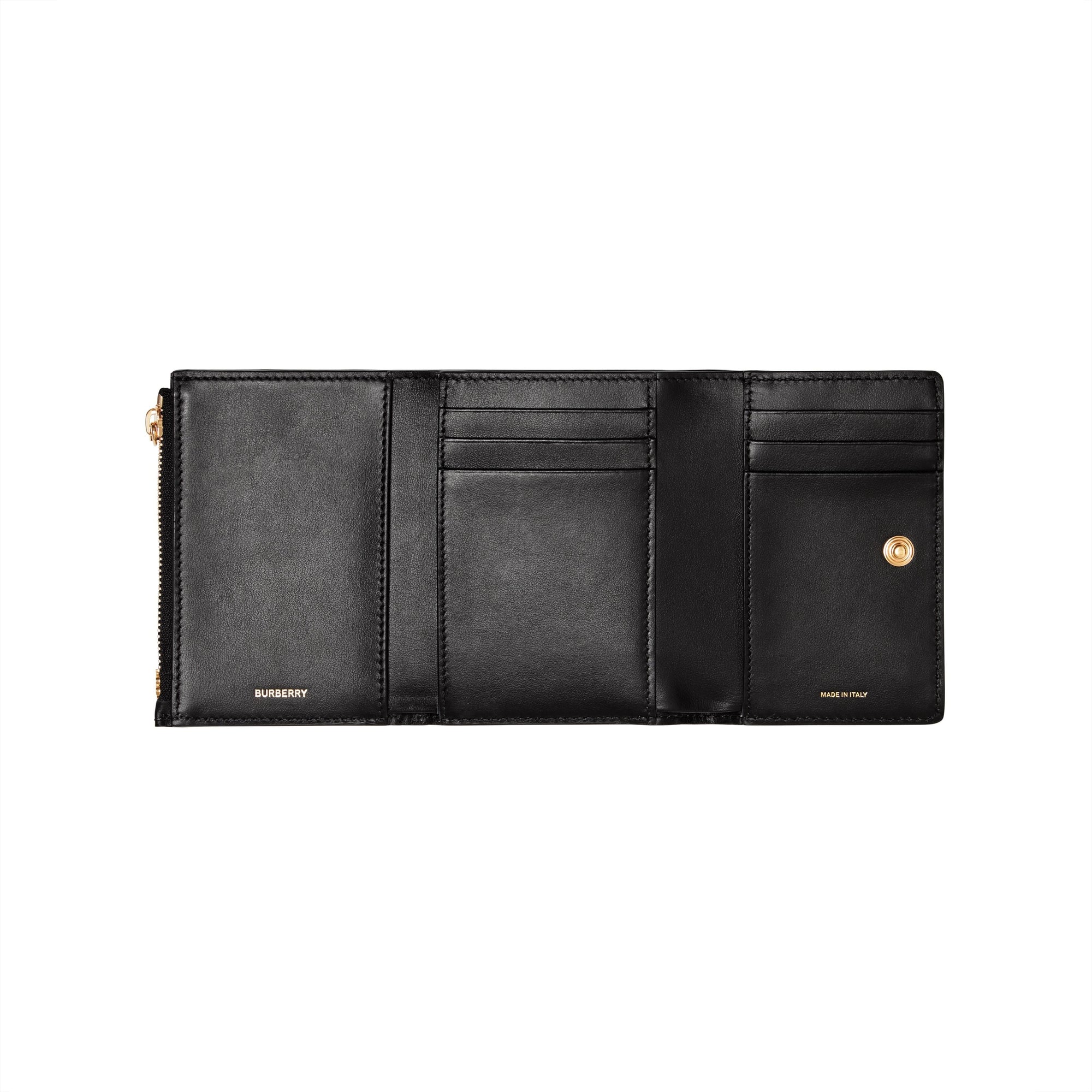 Petit portefeuille à rabat en cuir monogramme - Black