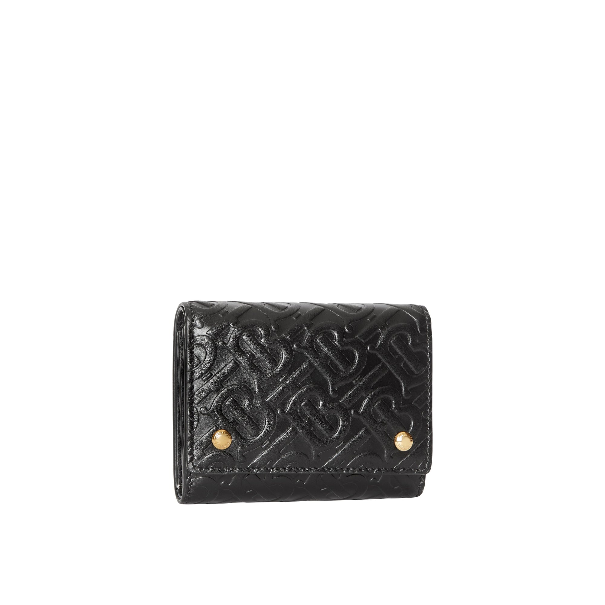 Petit portefeuille à rabat en cuir monogramme - Black
