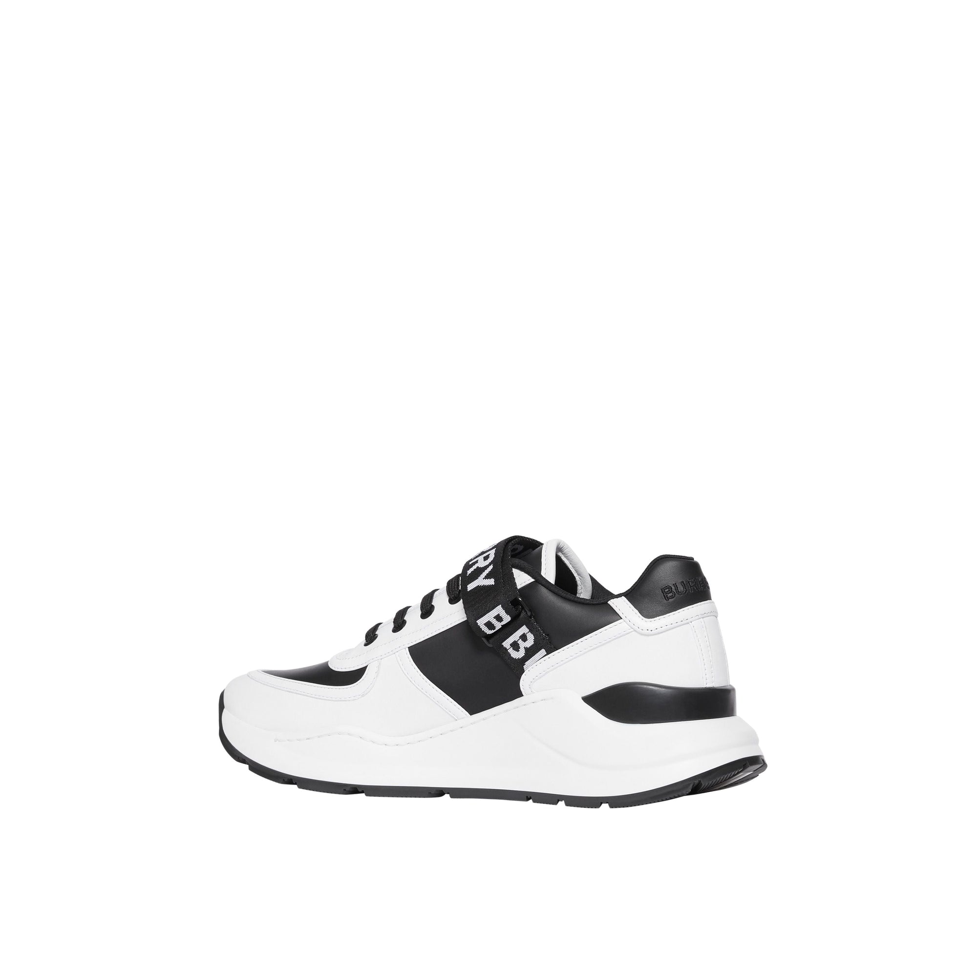 Sneakers en cuir à logo - Black & Optic White