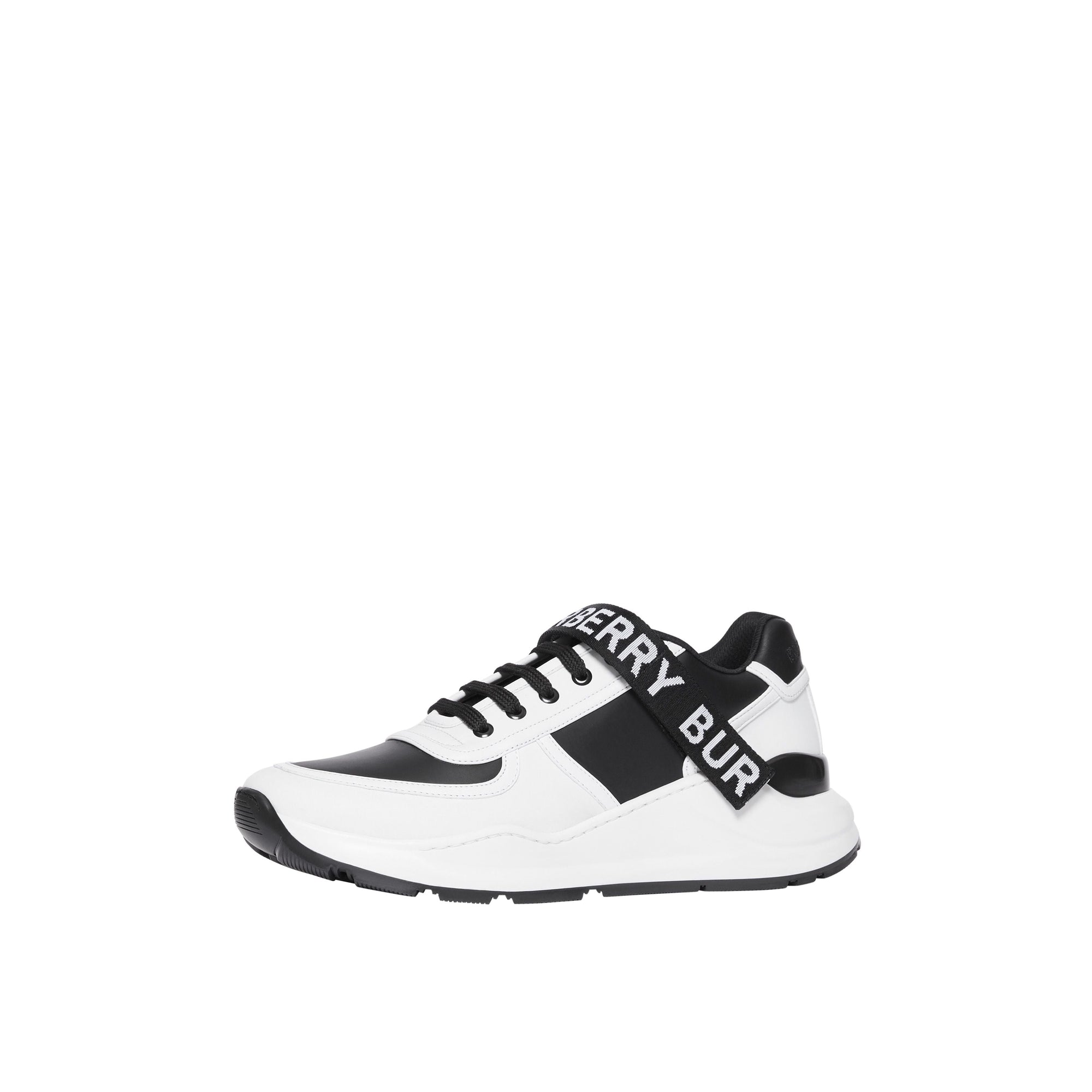 Sneakers en cuir à logo - Black & Optic White