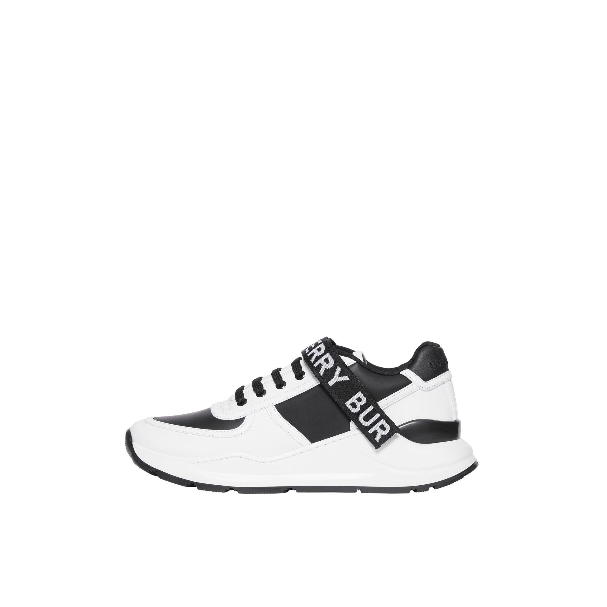Sneakers en cuir à logo - Black & Optic White