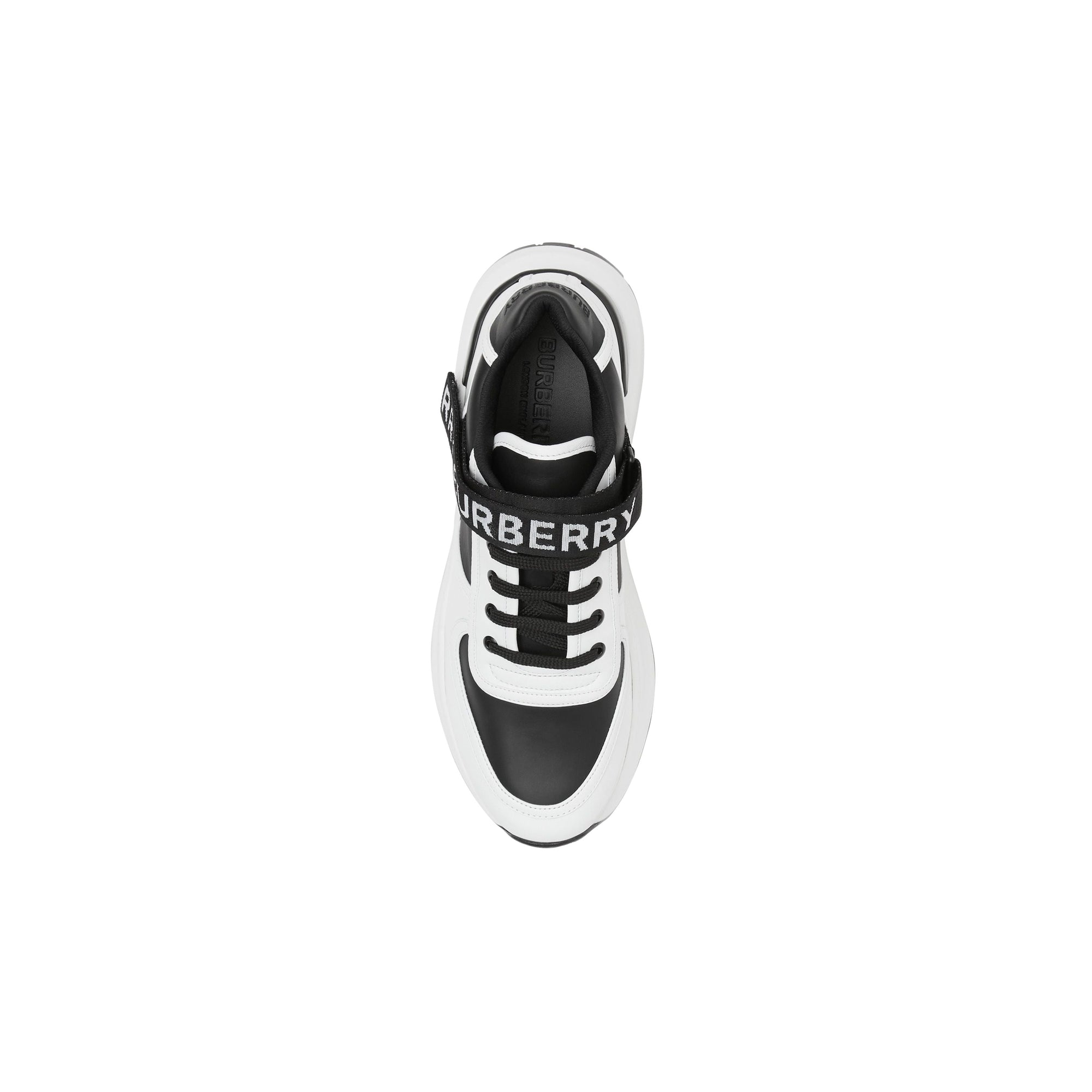 Sneakers en cuir à logo - Black & Optic White