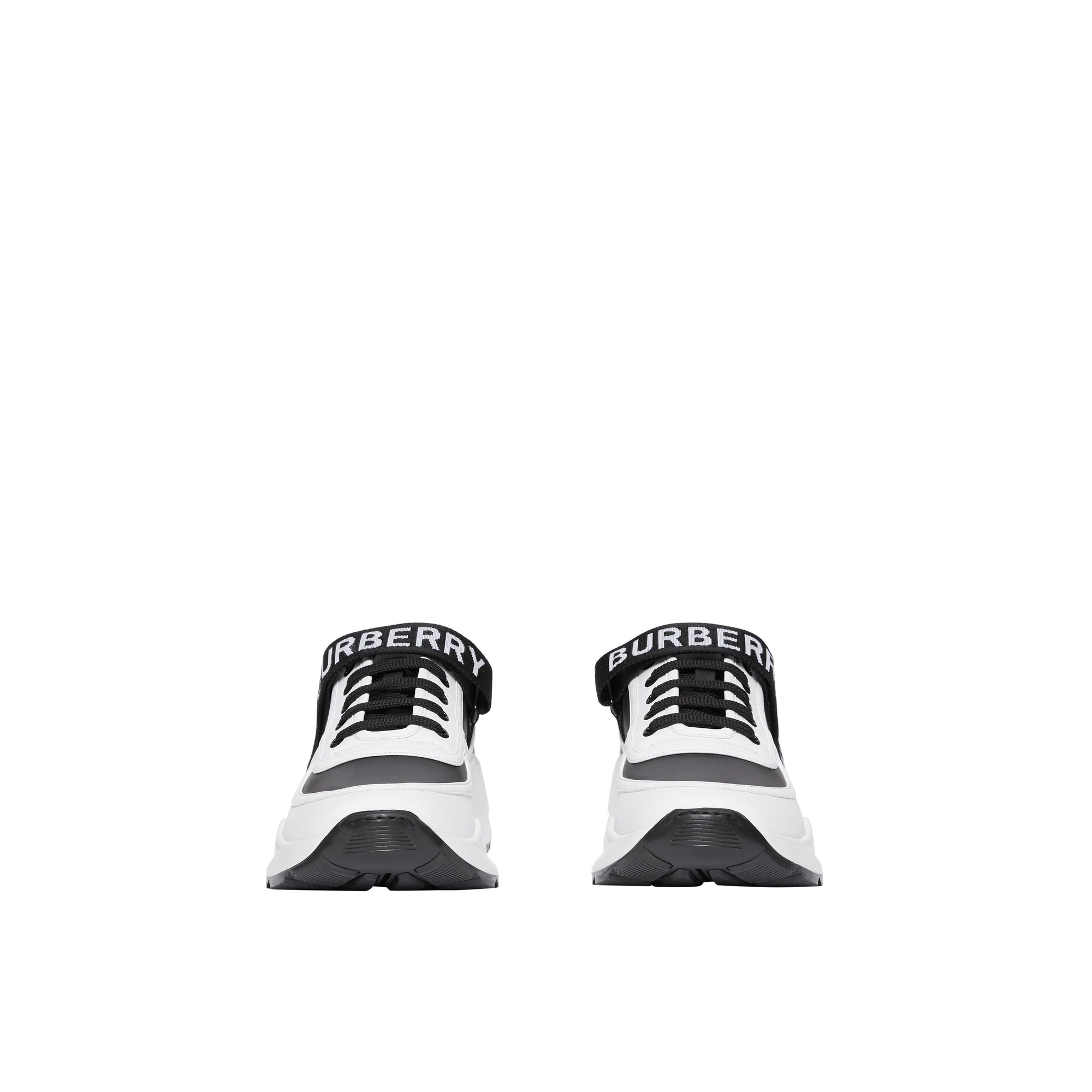 Sneakers en cuir à logo - Black & Optic White