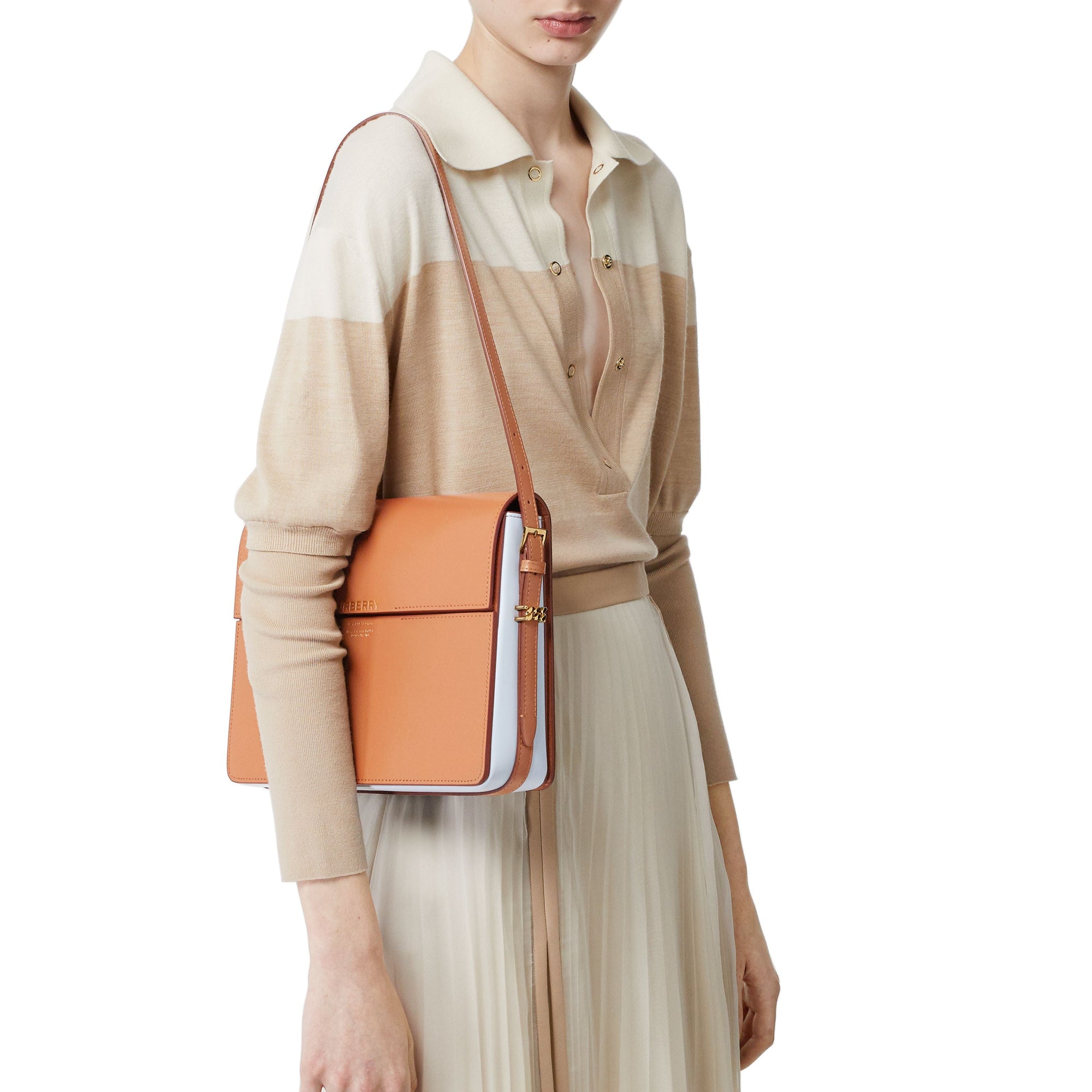 Grand sac Grace en cuir bicolore - Nutmeg & Pale Blue