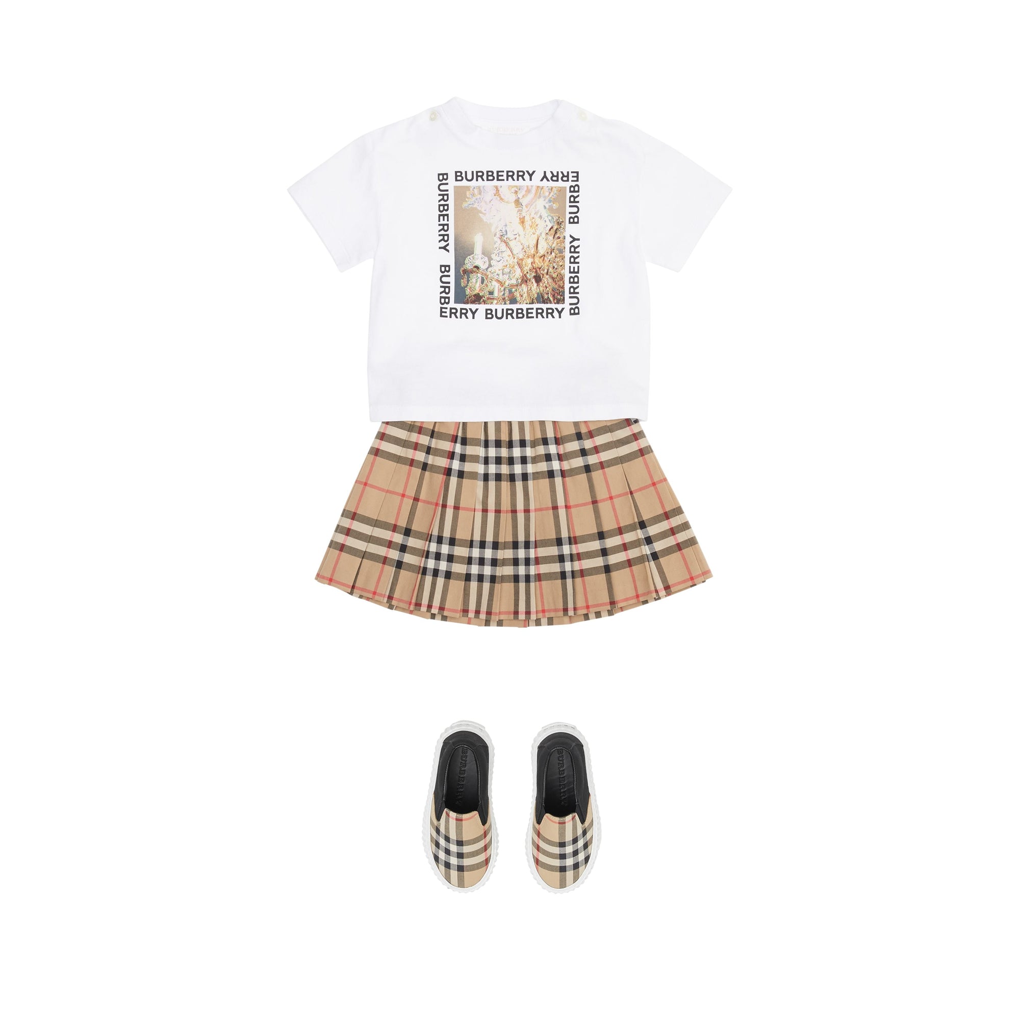 Jupe plissée en coton à motif Vintage check - Archive Beige Check