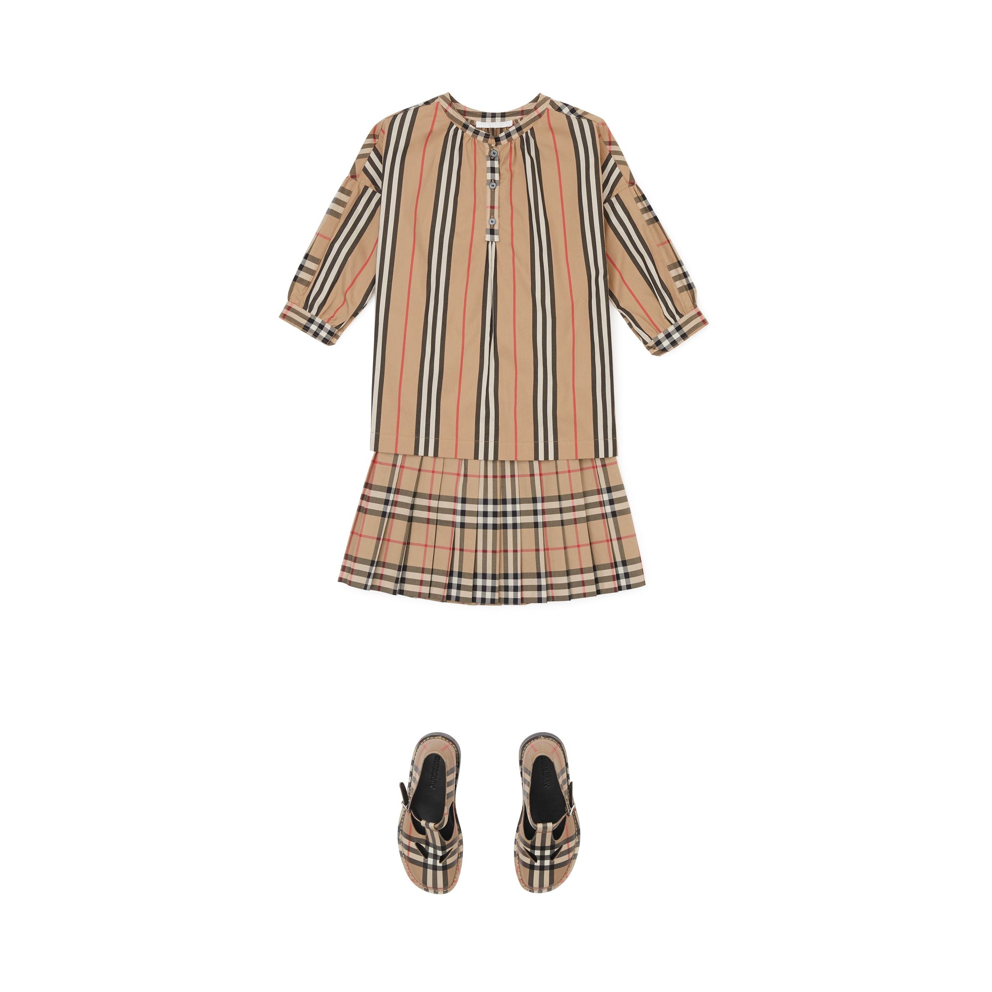 Jupe plissée en coton Vintage Check - Archive Beige Check