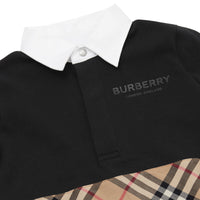Polo à manches longues en coton avec Vintage Check - Black