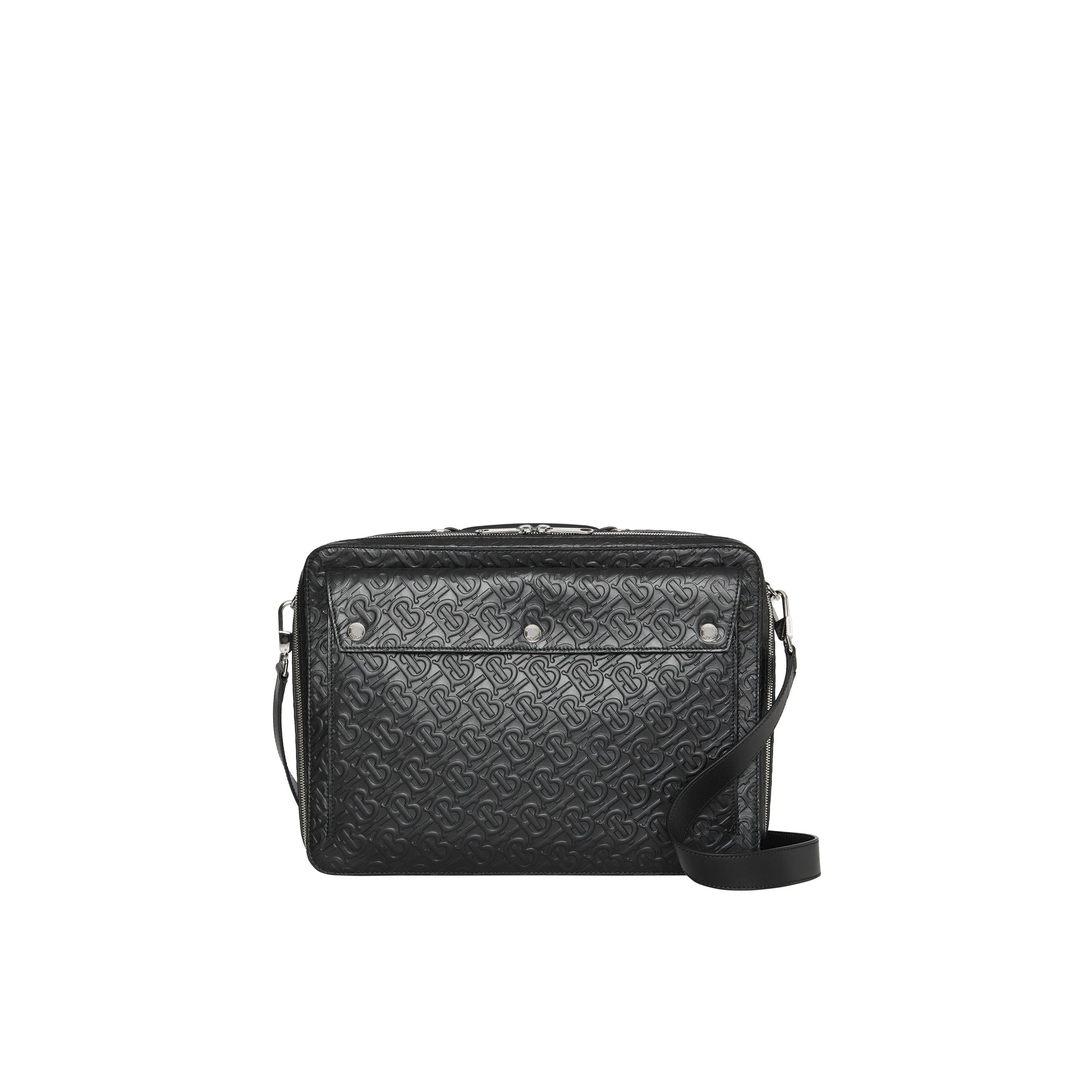 Attaché-case en cuir Monogram à triple pression - Black