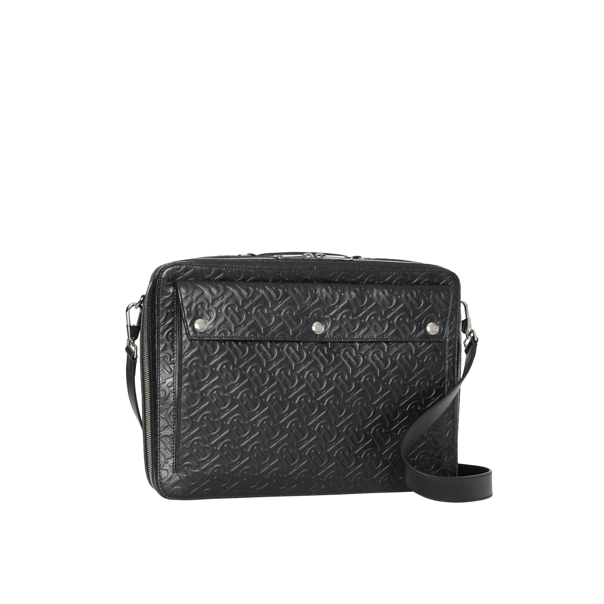 Attaché-case en cuir Monogram à triple pression - Black