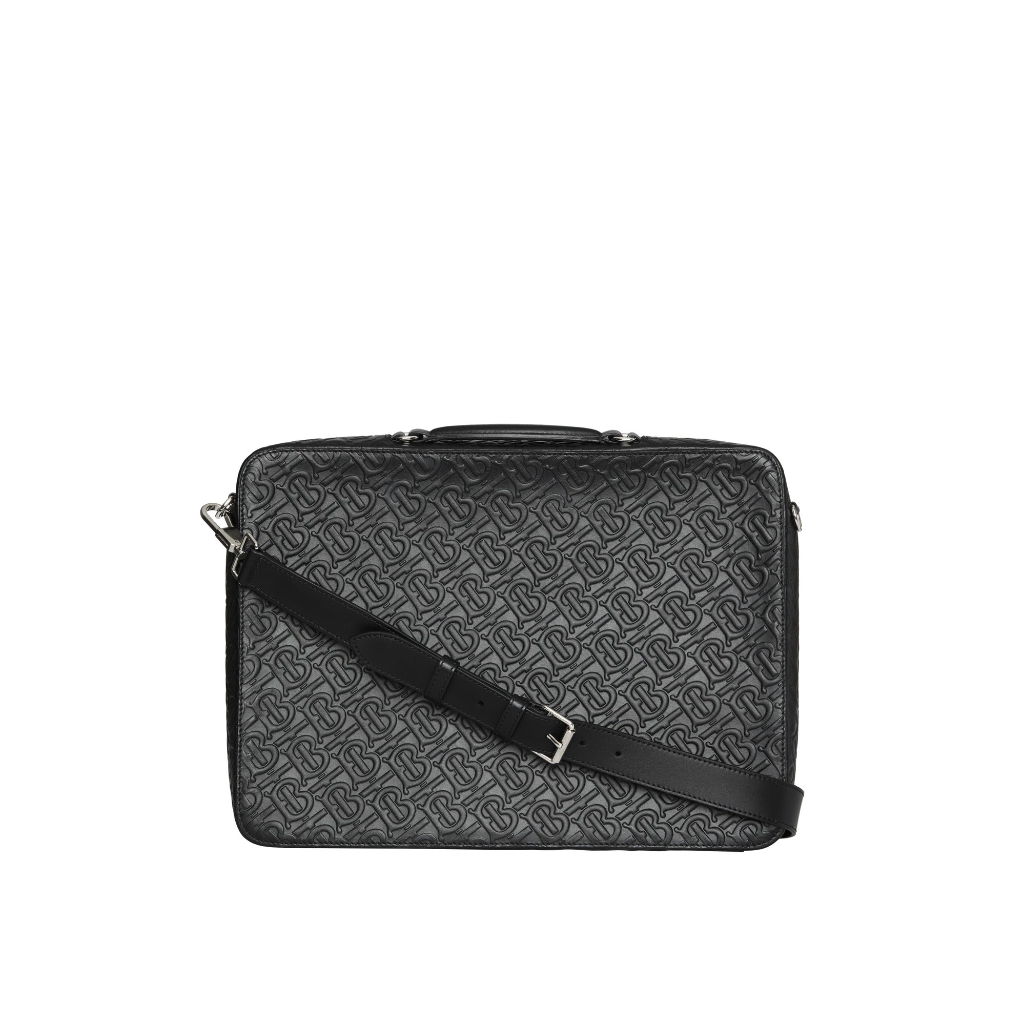 Attaché-case en cuir Monogram à triple pression - Black