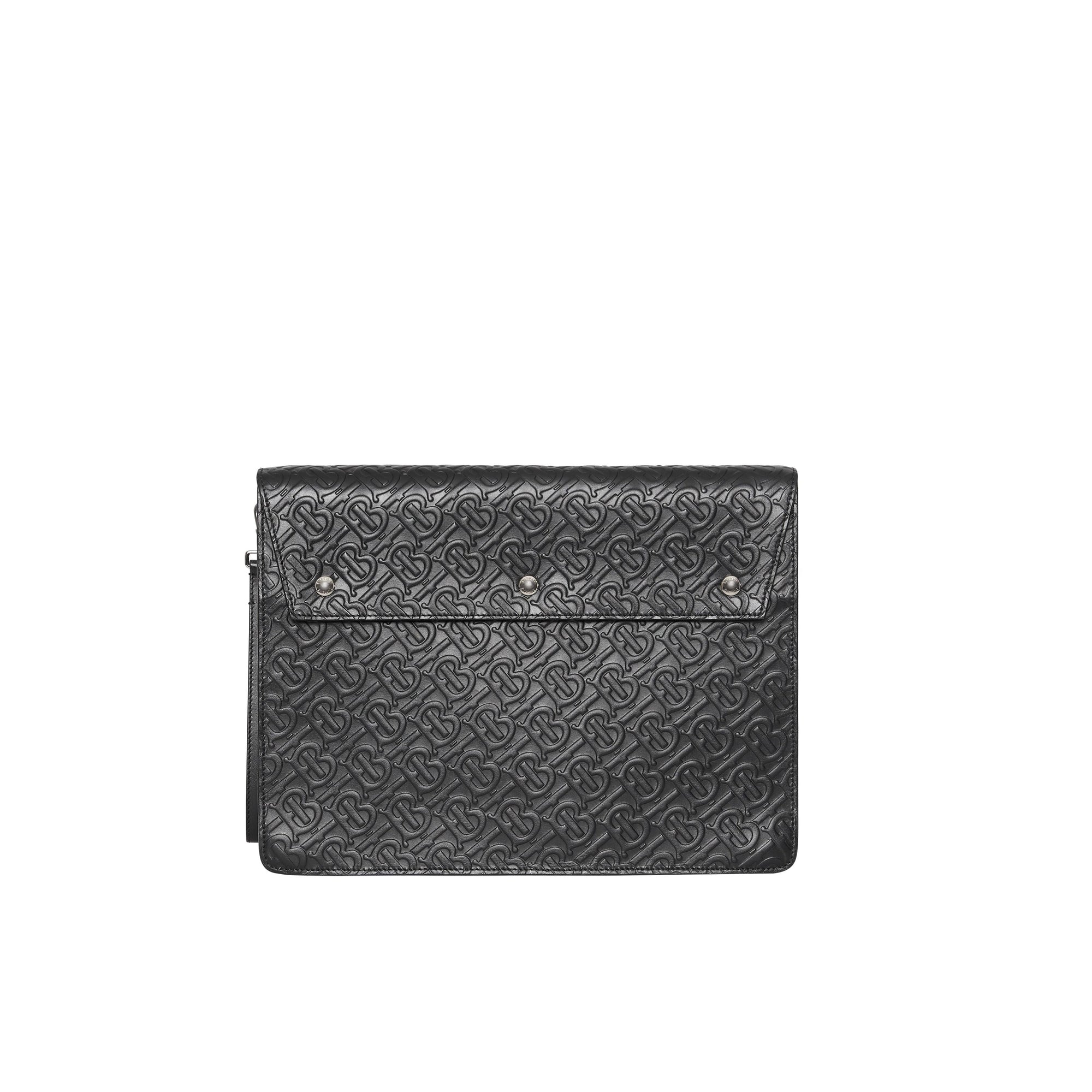 Porte-documents en cuir Monogram à triple pression - Black