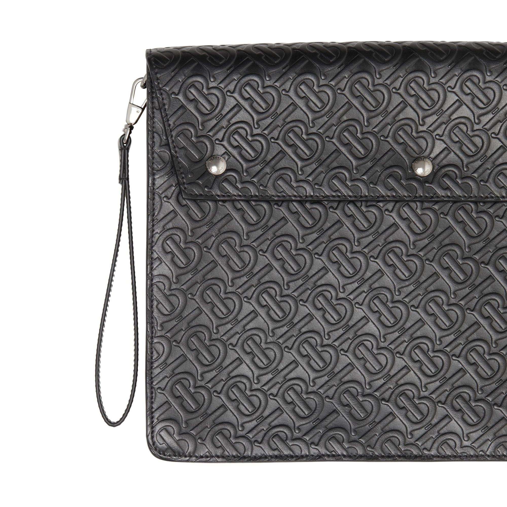 Porte-documents en cuir Monogram à triple pression - Black