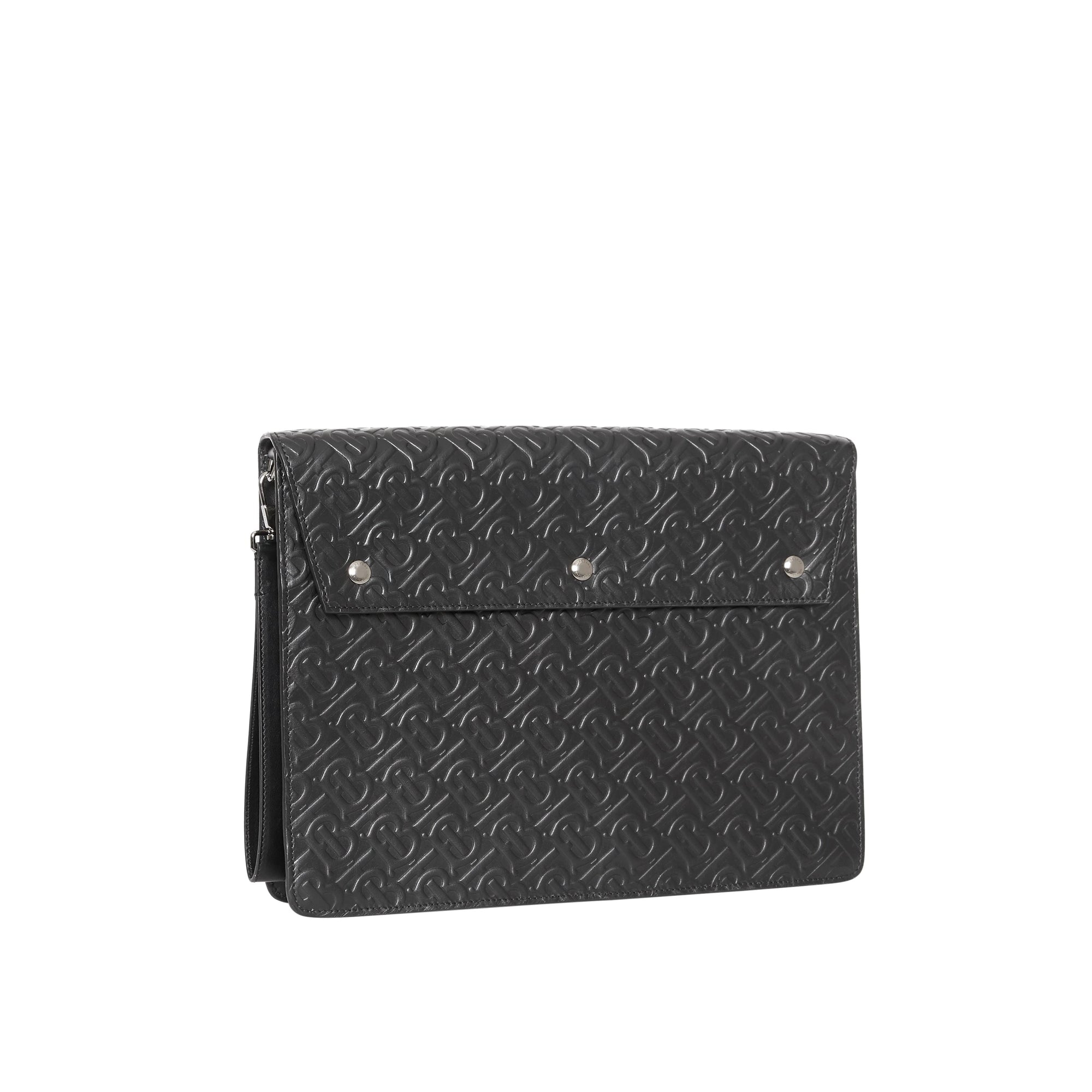 Porte-documents en cuir Monogram à triple pression - Black