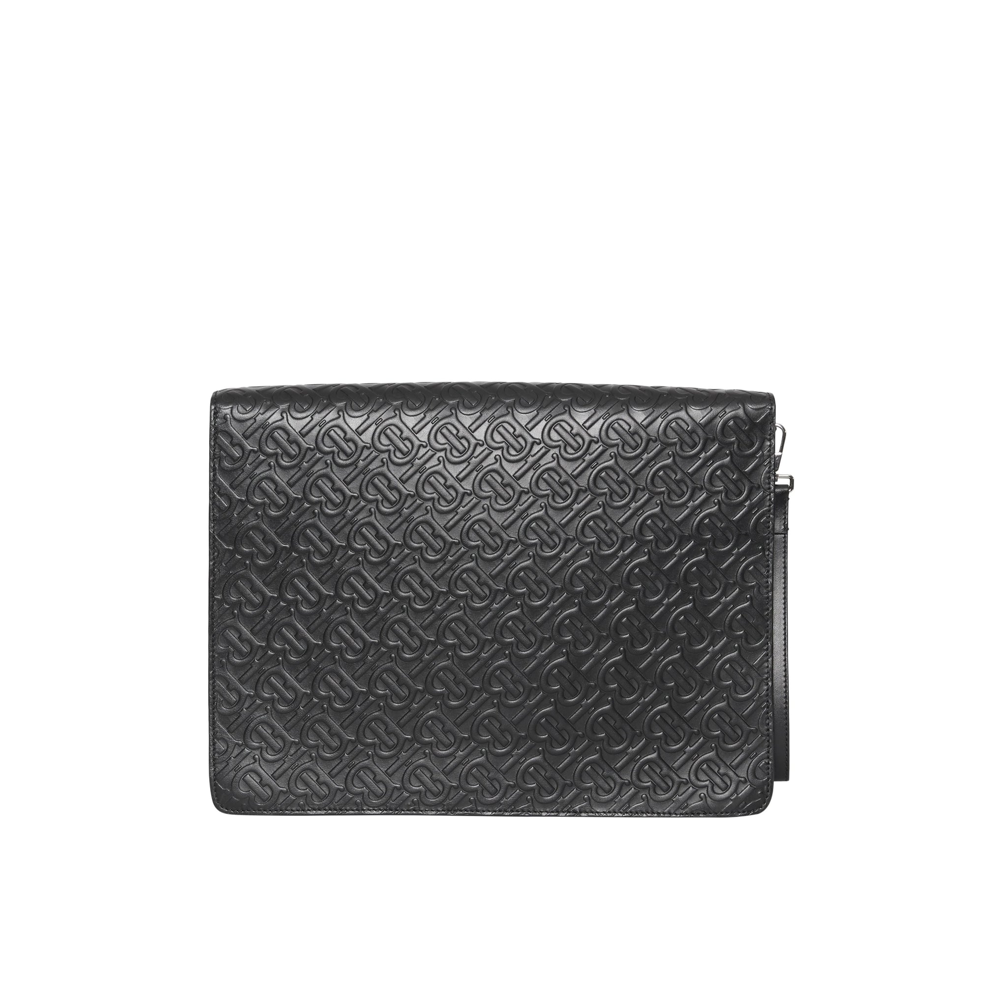 Porte-documents en cuir Monogram à triple pression - Black