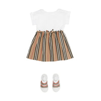 Robe en coton à rayures iconiques - White