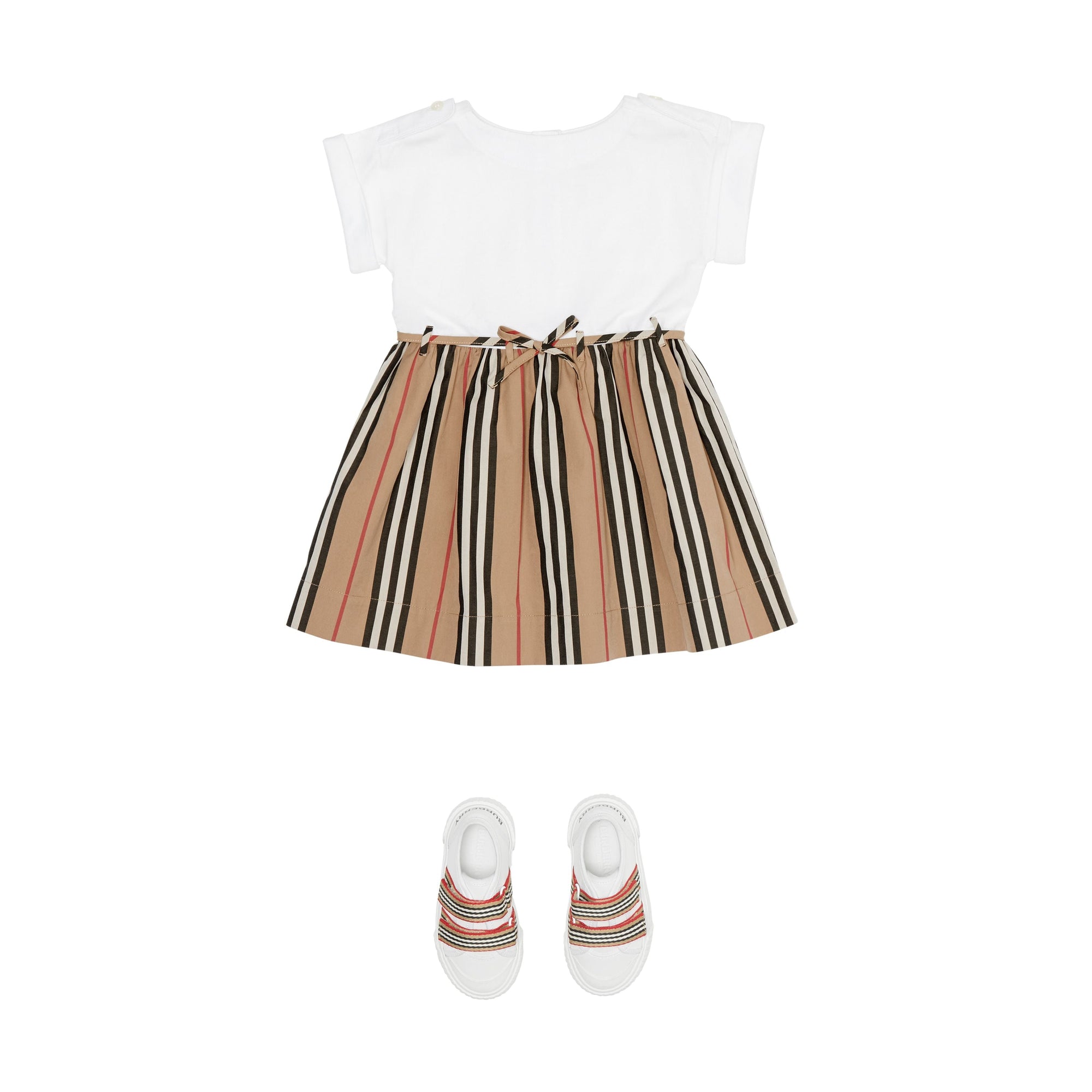 Robe en coton à rayures iconiques - White