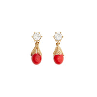 Boucles d'oreilles plaquées or - Bright Red & Light Gold