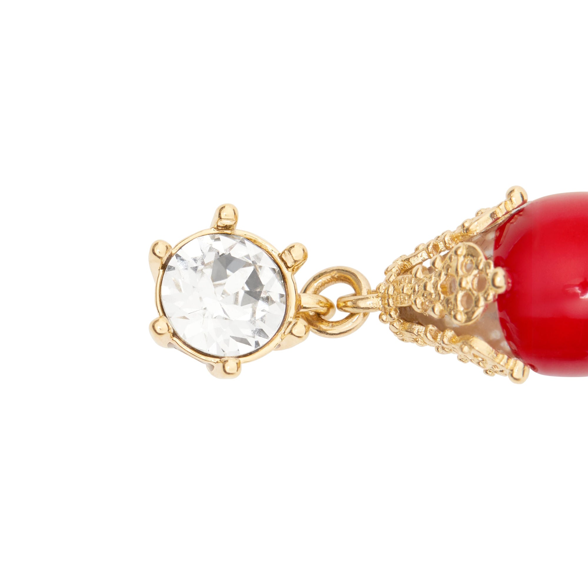 Boucles d'oreilles plaquées or - Bright Red & Light Gold