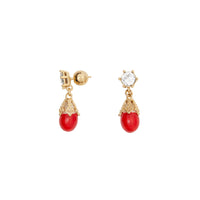 Boucles d'oreilles plaquées or - Bright Red & Light Gold