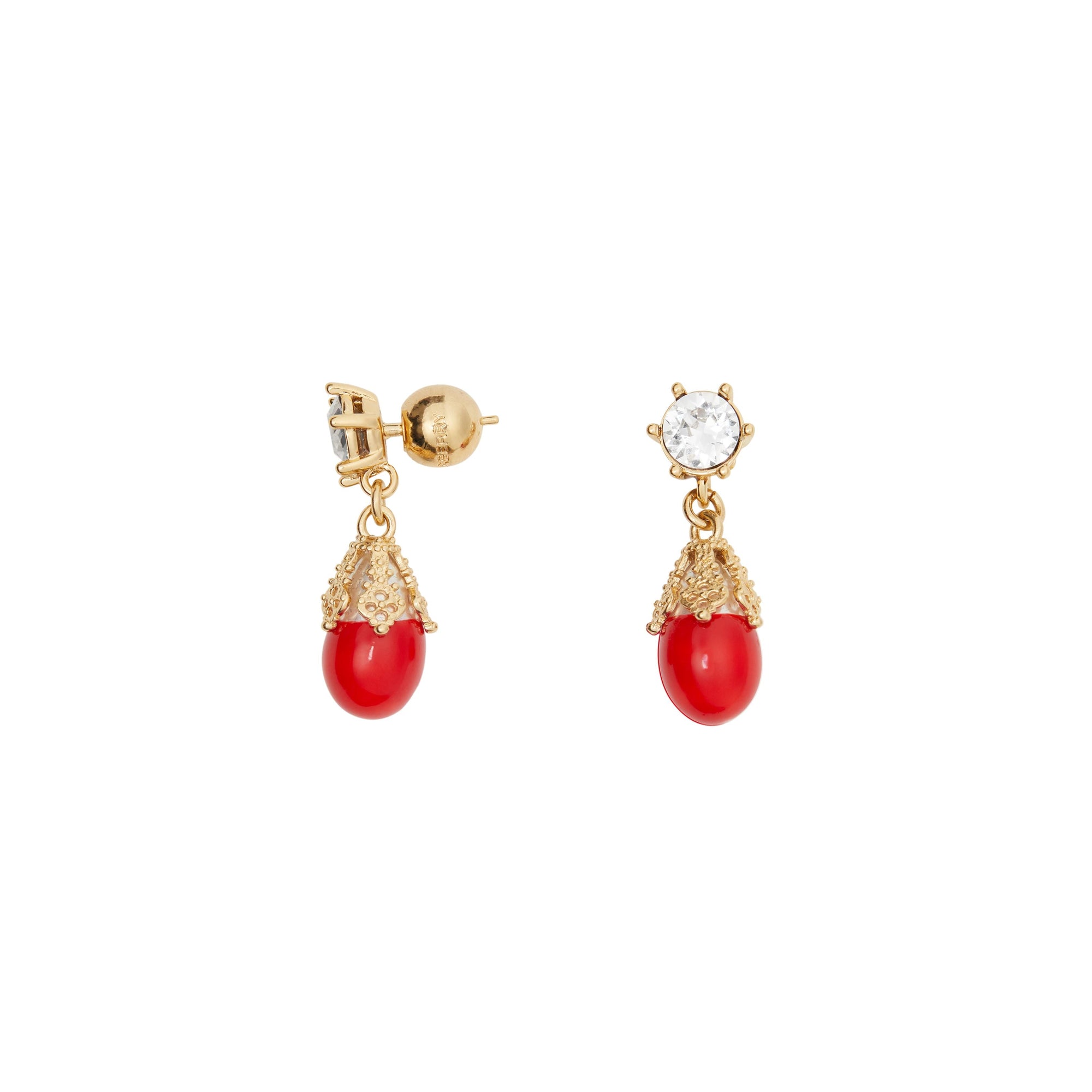 Boucles d'oreilles plaquées or - Bright Red & Light Gold