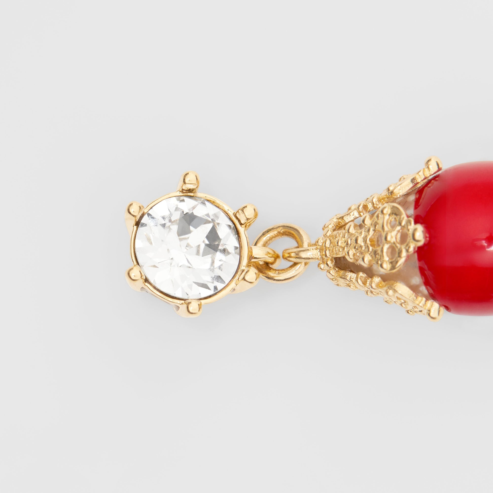 Boucles d'oreilles plaquées or - Bright Red & Light Gold