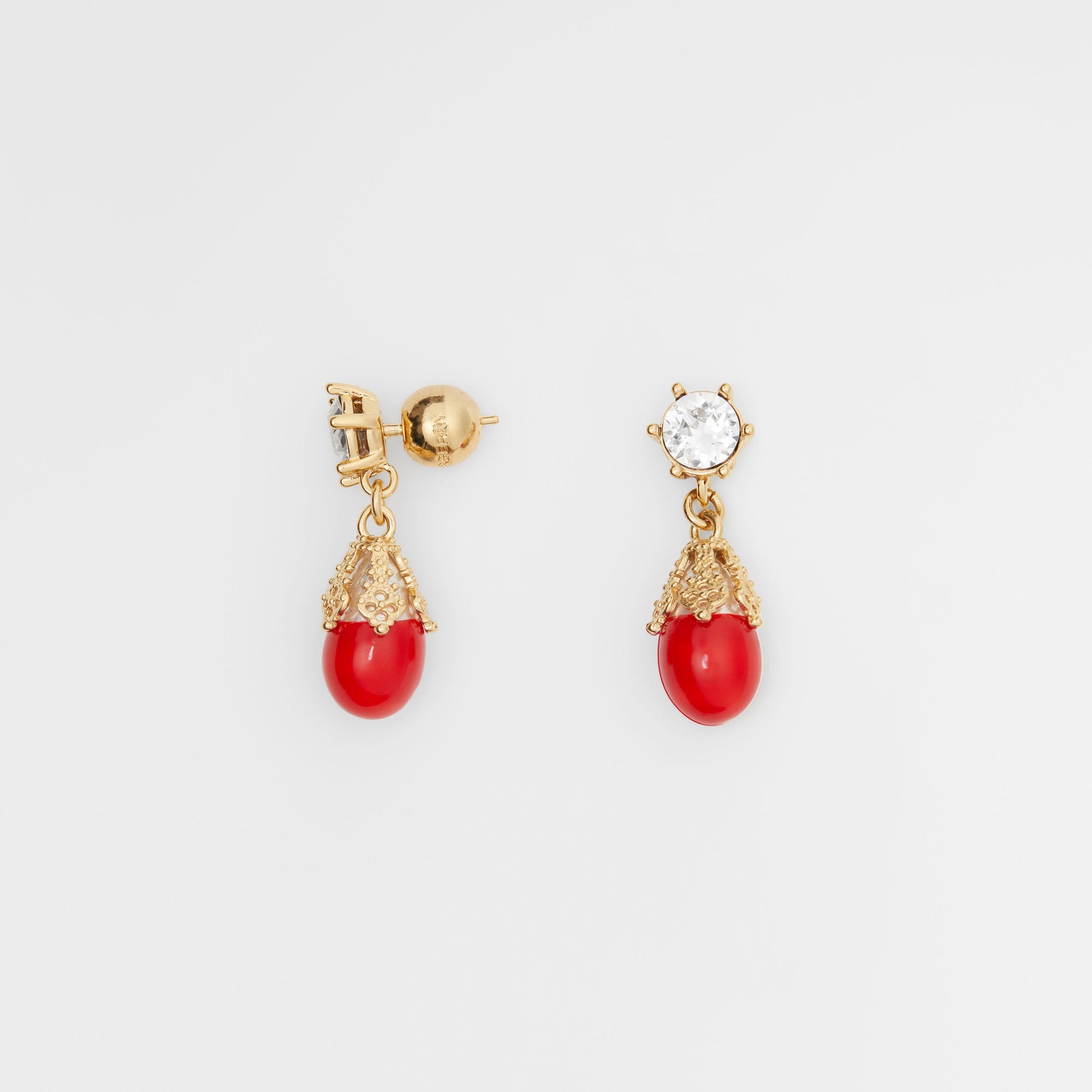 Boucles d'oreilles plaquées or - Bright Red & Light Gold