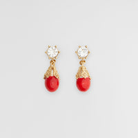 Boucles d'oreilles plaquées or - Bright Red & Light Gold