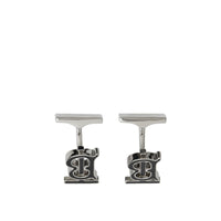 Boutons de manchette en émail Monogram - Black & Palladio