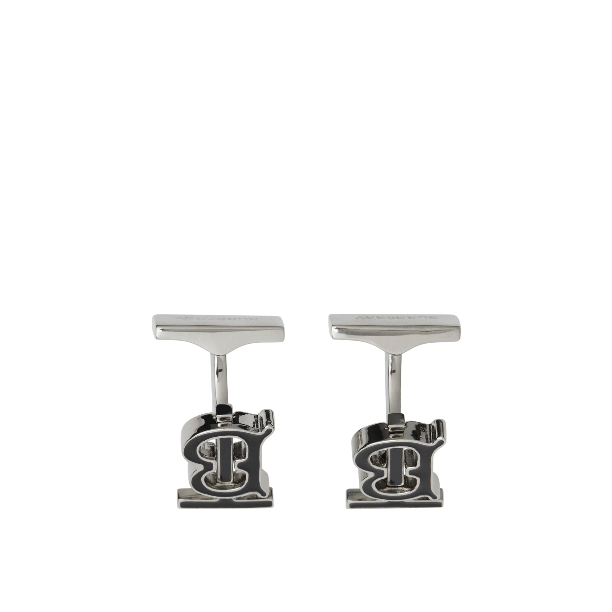 Boutons de manchette en émail Monogram - Black & Palladio
