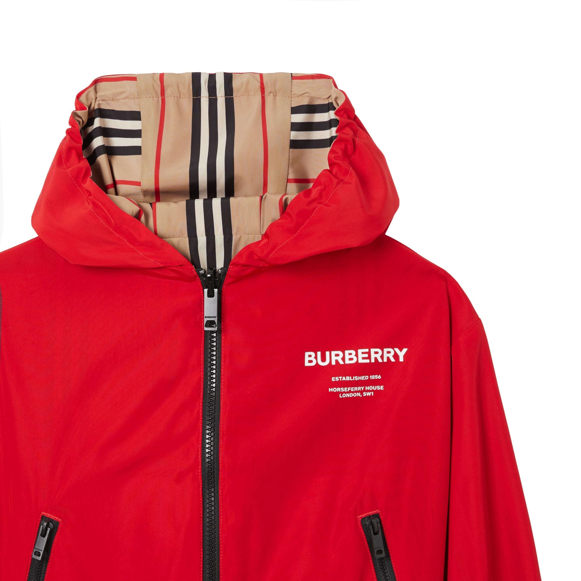 Veste à capuche réversible avec rayures iconiques - Bright Red