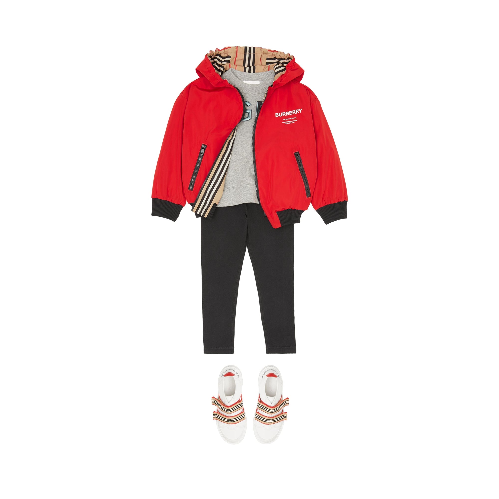 Veste à capuche réversible avec rayures iconiques - Bright Red